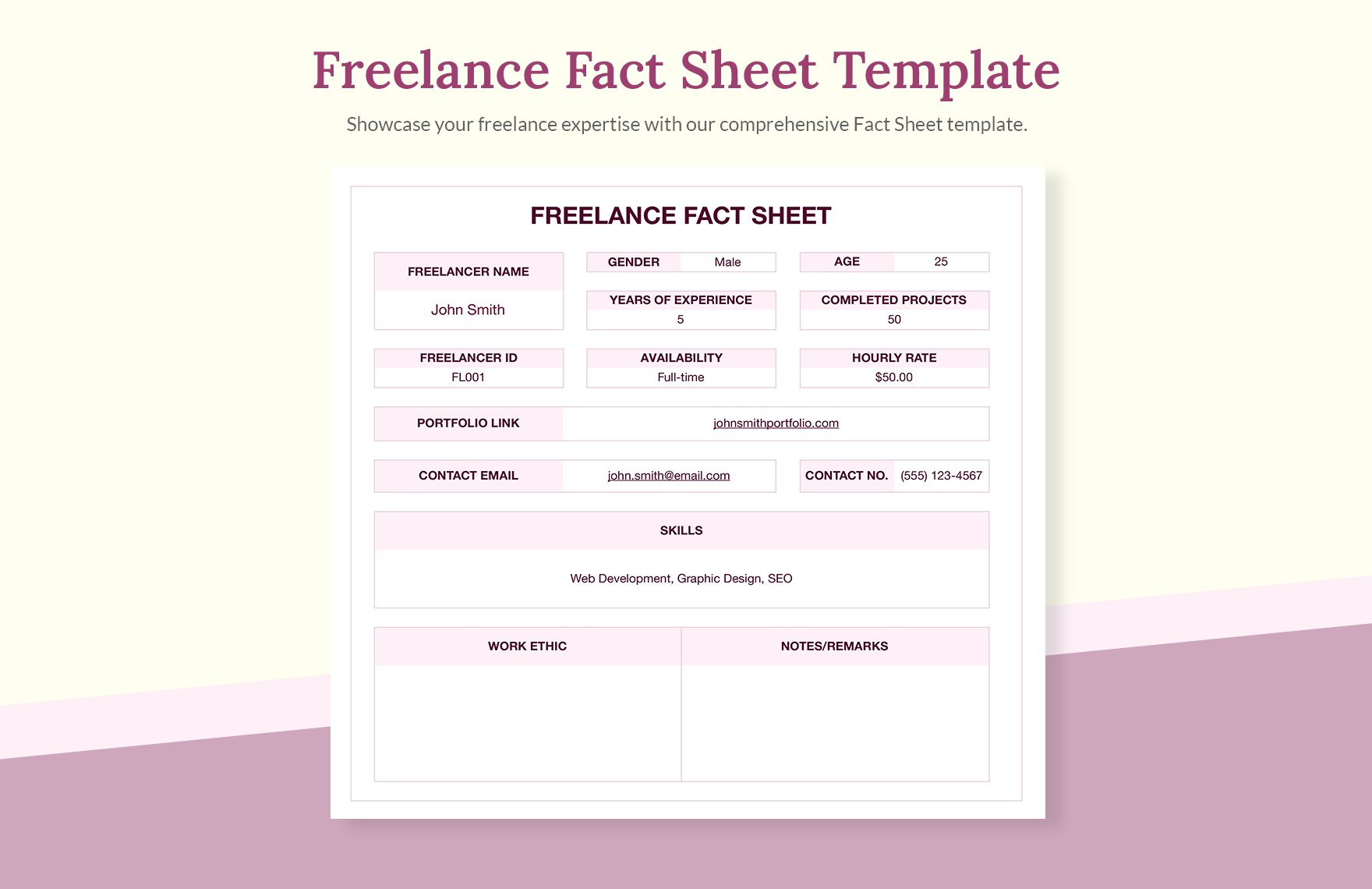 Freelance Fact Sheet Template