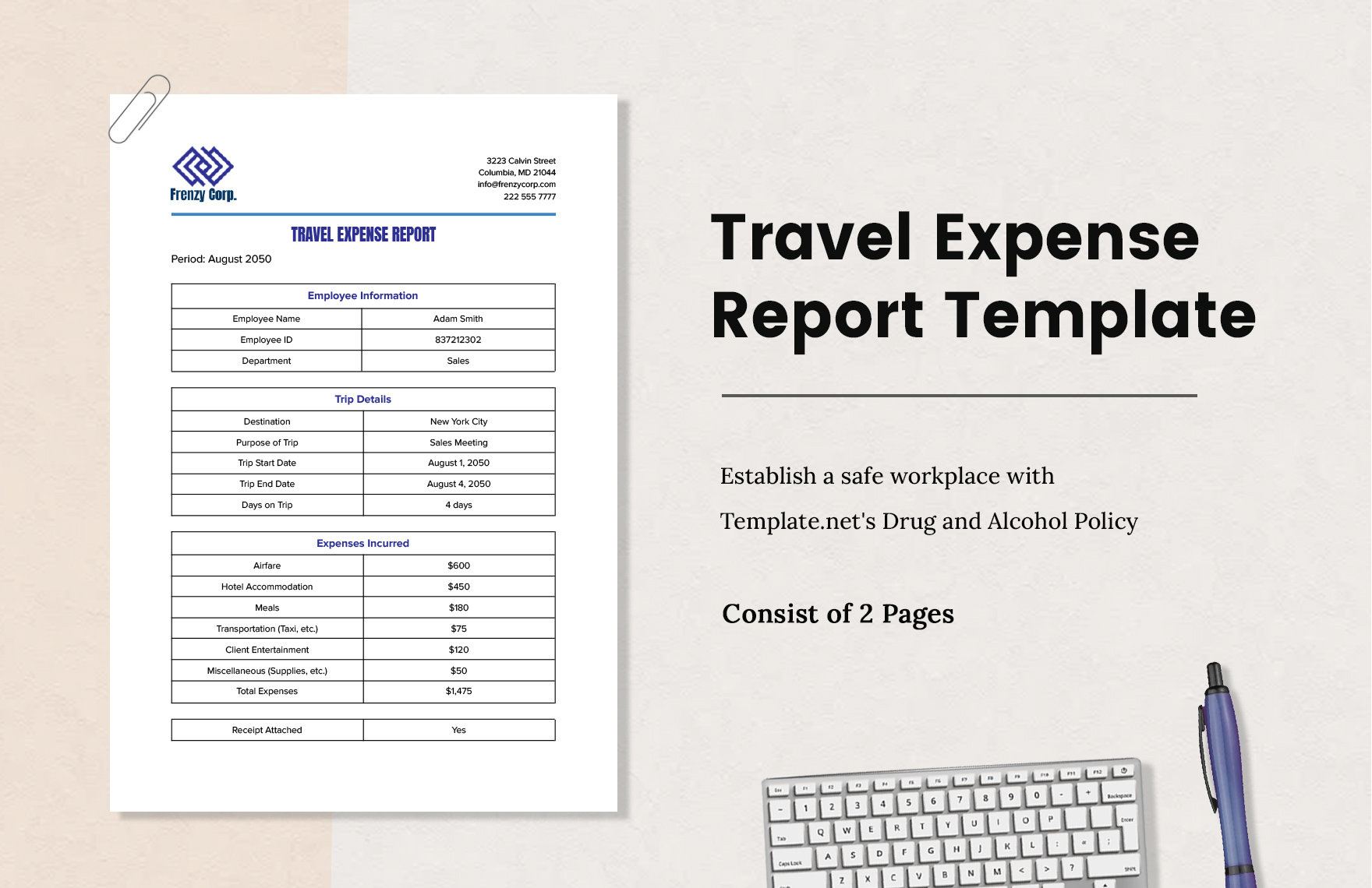 Travel Expense Report Template