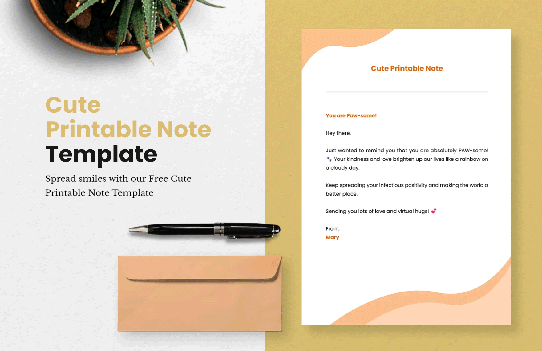 Free Cute Printable Note Template