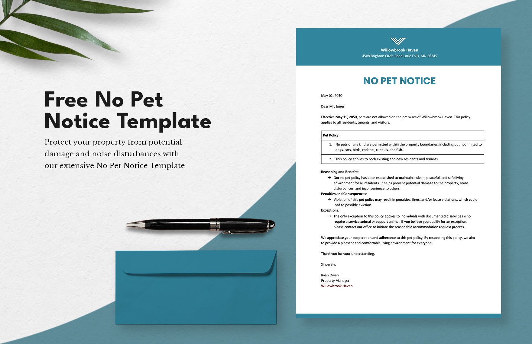 No Pet Notice Template