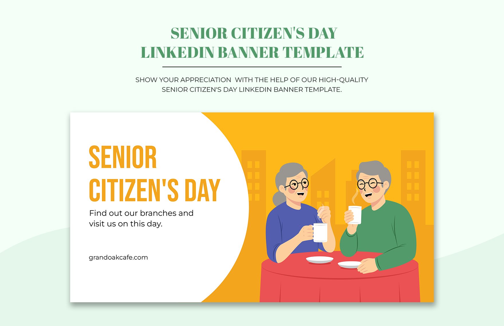 Senior Citizen's Day LinkedIn Banner Template in PDF, Illustrator, SVG, PNG