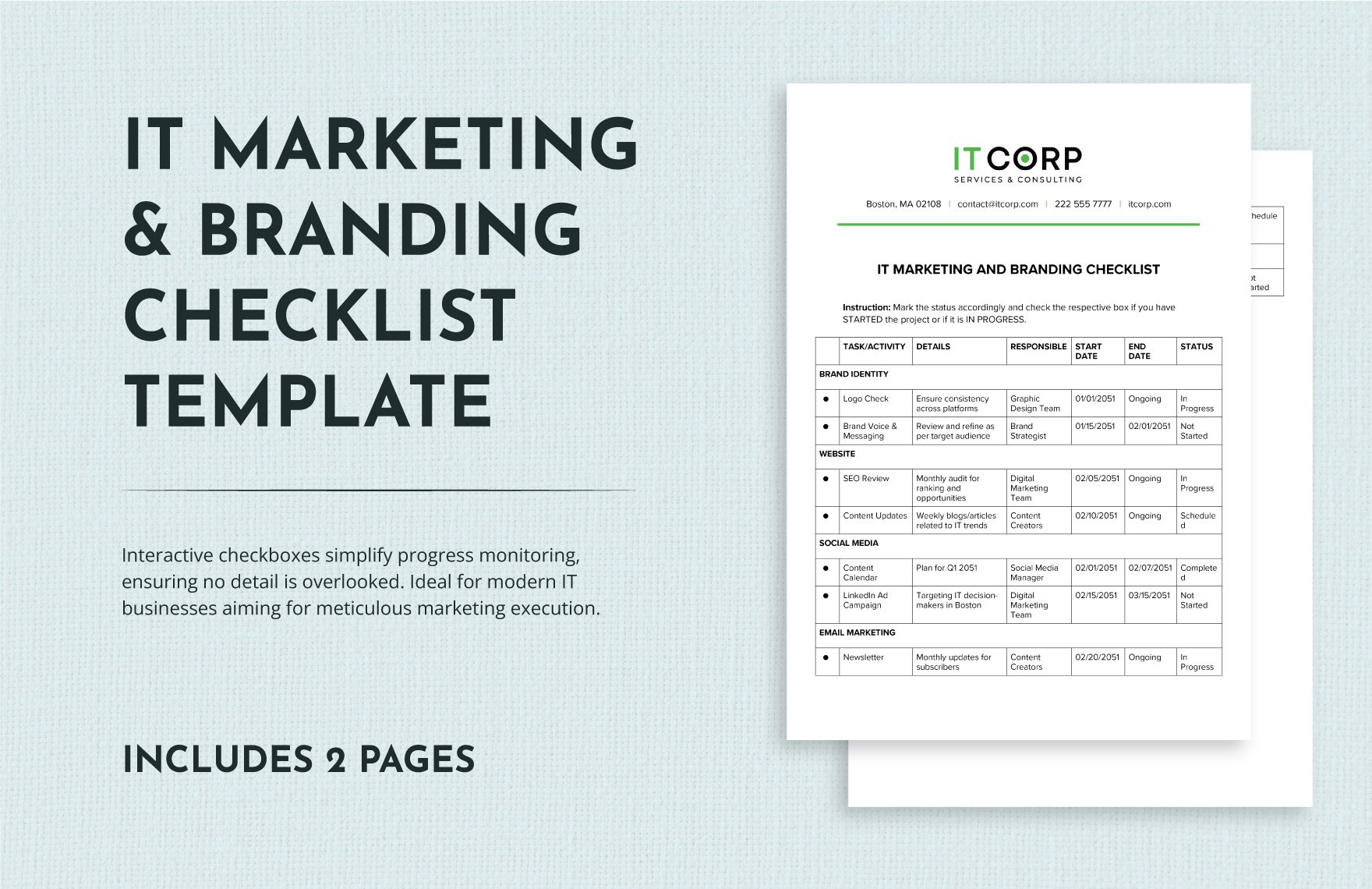 IT Marketing & Branding Checklist Template in Word, Google Docs, PDF