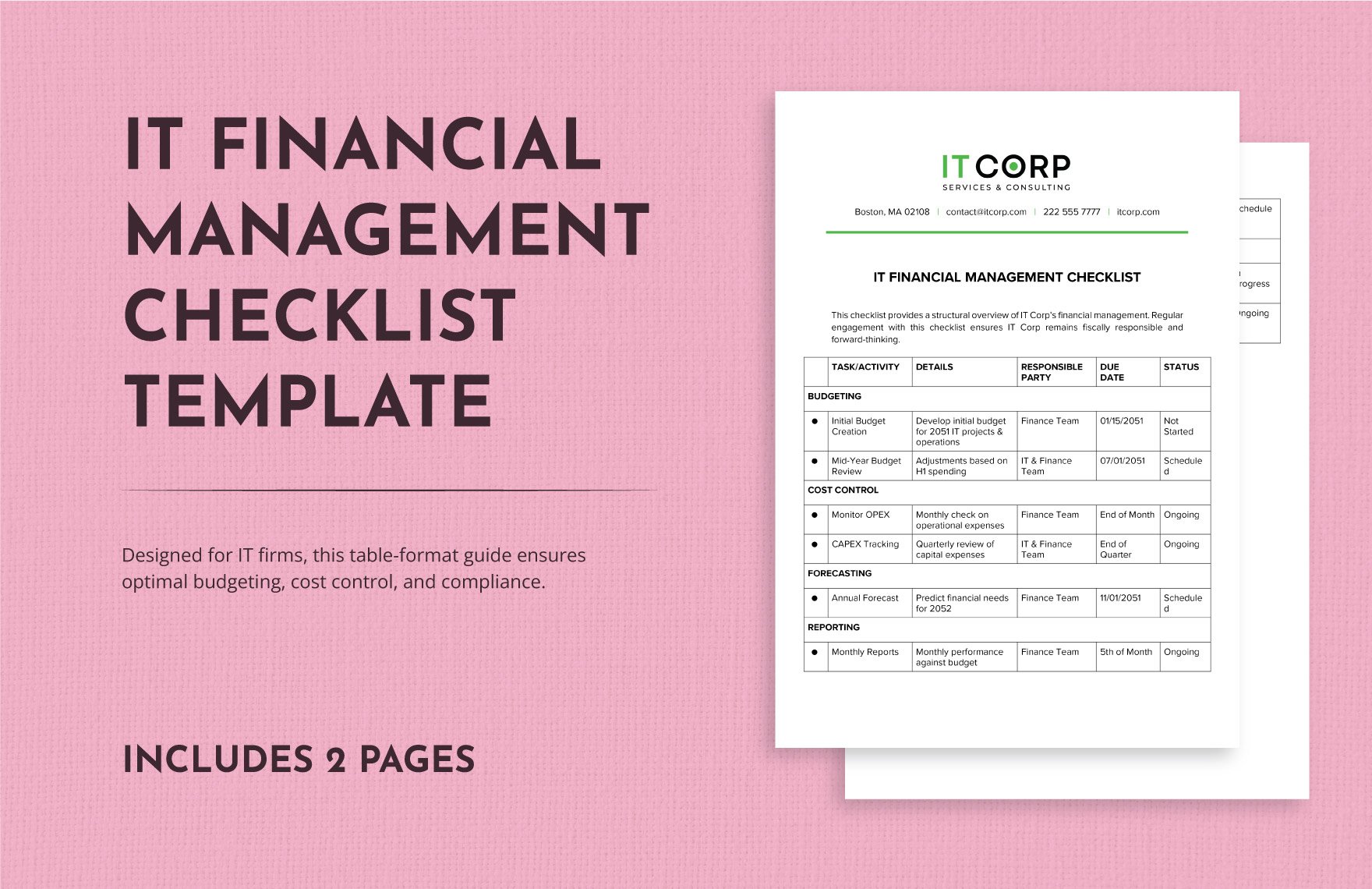 IT Financial Management Checklist Template