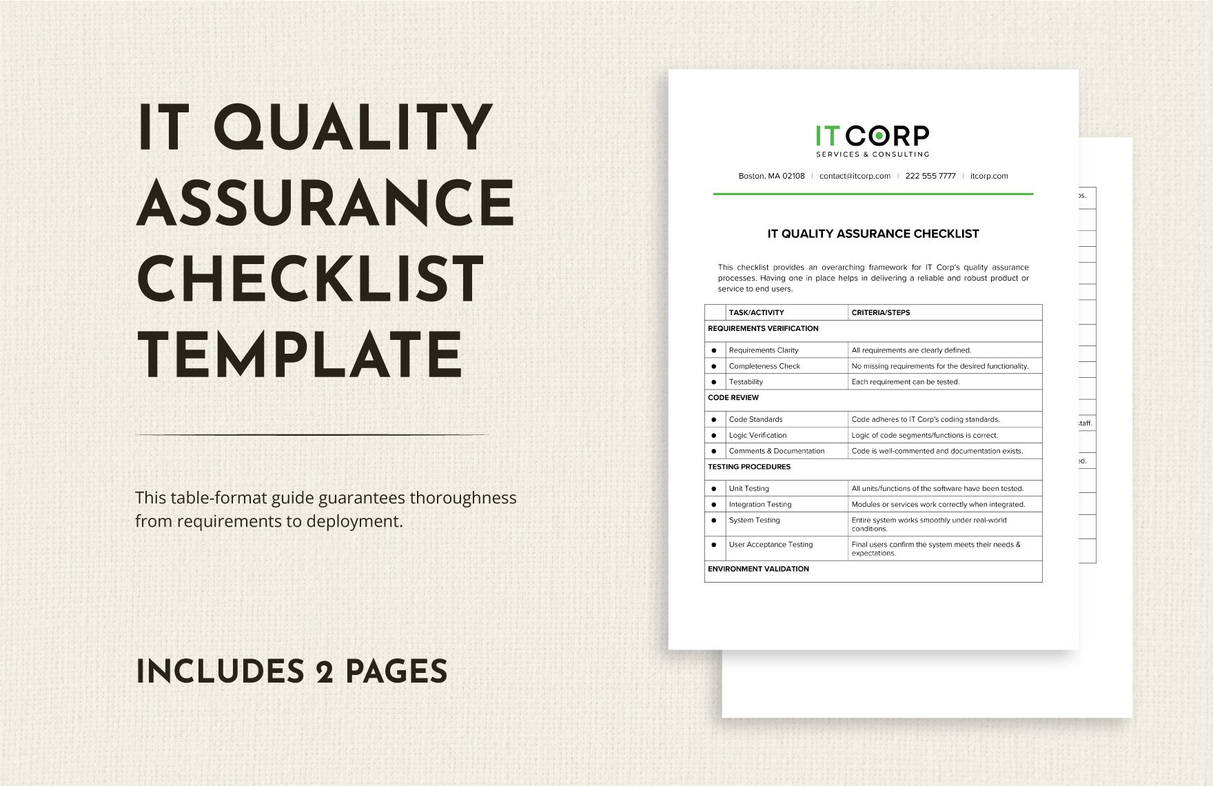 IT Quality Assurance Checklist Template in Word, Google Docs, PDF