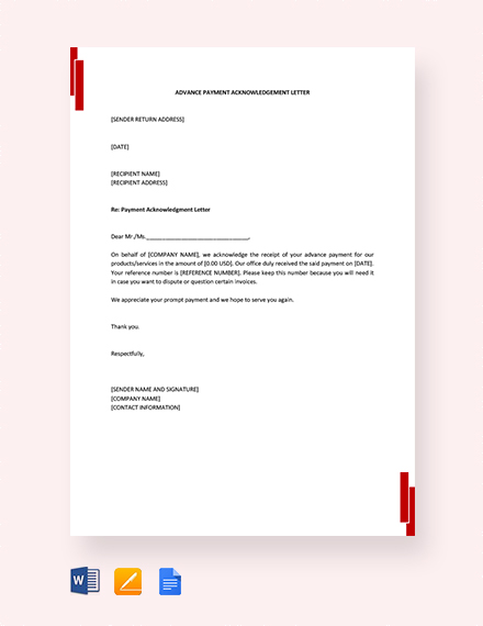 FREE Rent Payment Acknowledgment Letter Template - Word | Google Docs ...