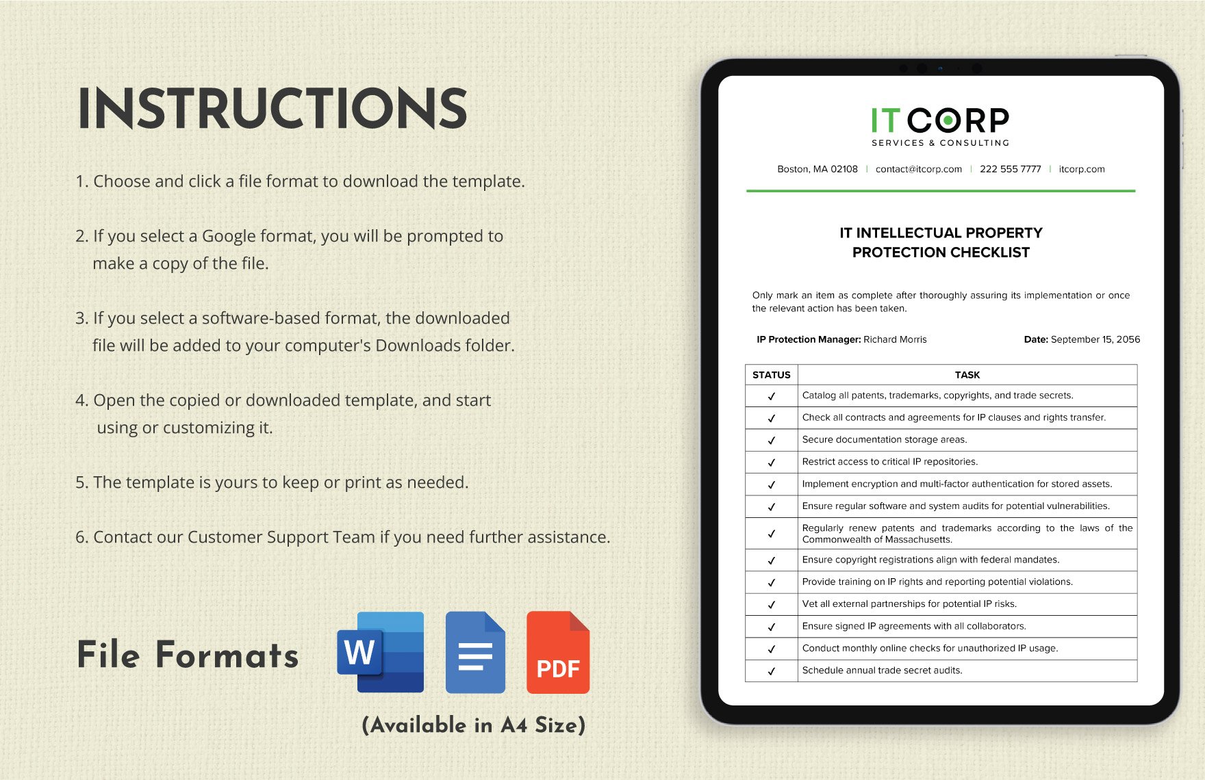 IT Intellectual Property Protection Checklist Template