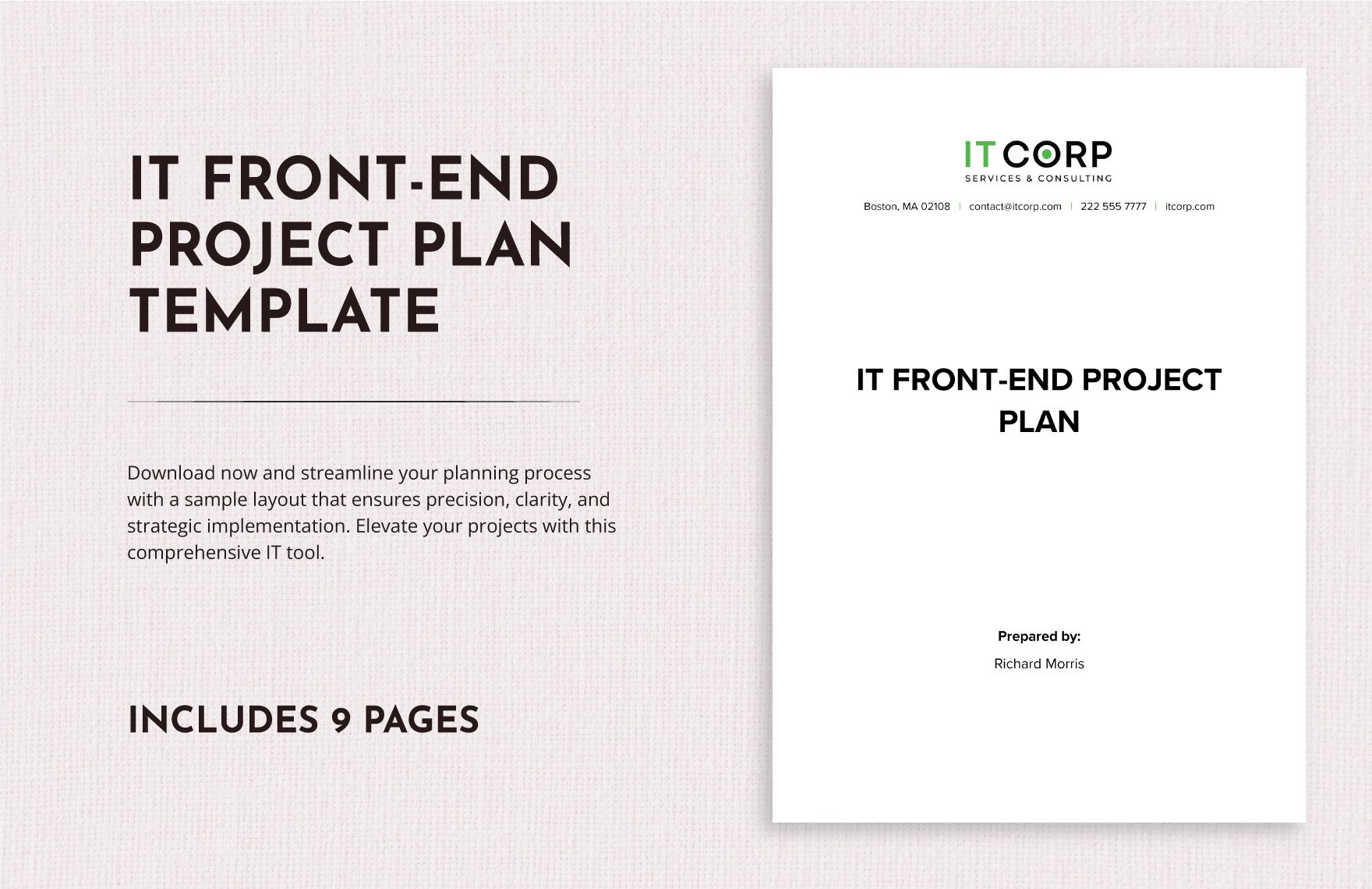 IT Front-End Project Plan Template