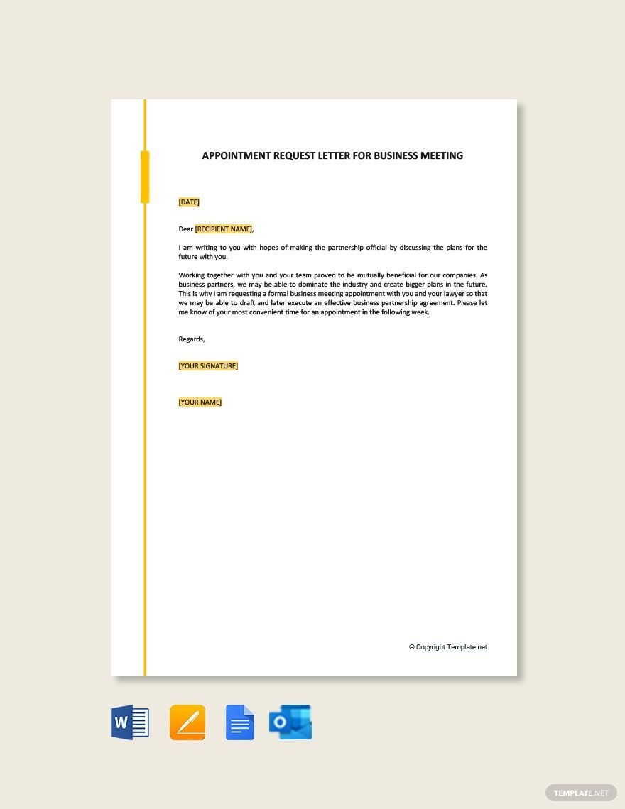 Free Appointment Request Letter for Business Meeting Template