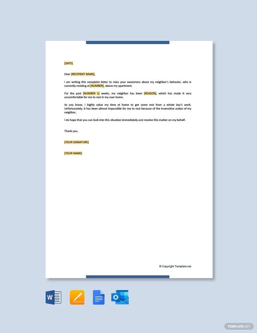 Complaint Letter to Landlord Template