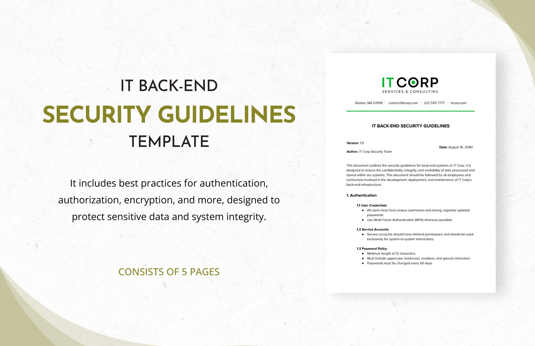 IT Back-End Security Guidelines Template