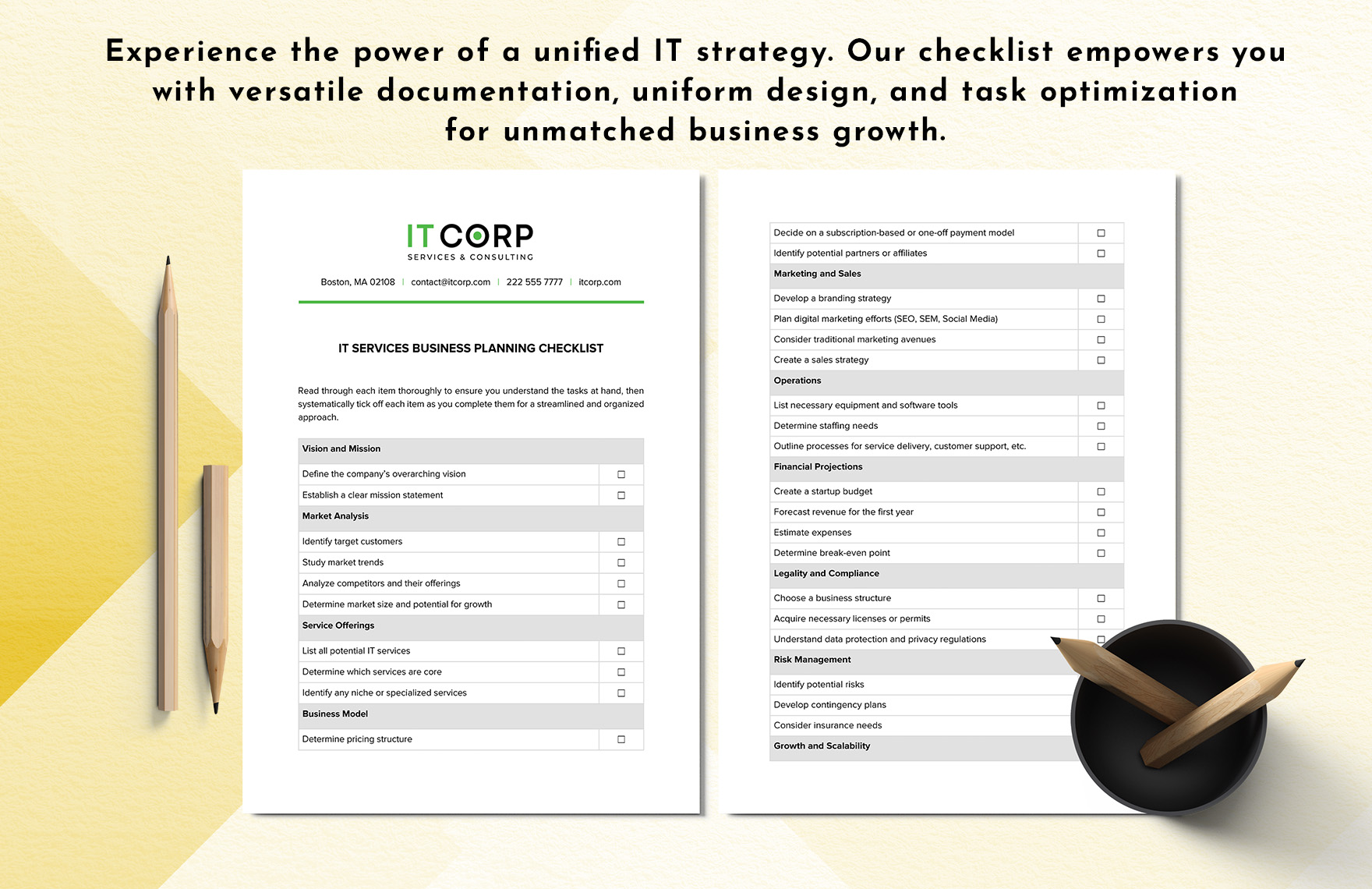 IT Service Business Planning Checklist Template