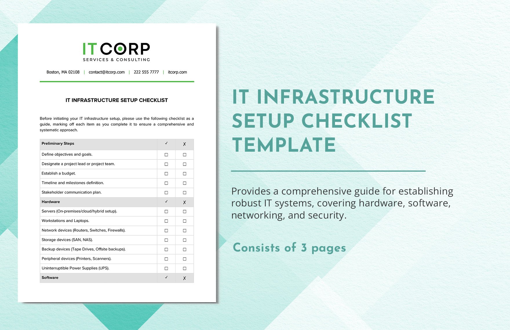 IT Infrastructure Setup Checklist Template in Word, Google Docs, PDF
