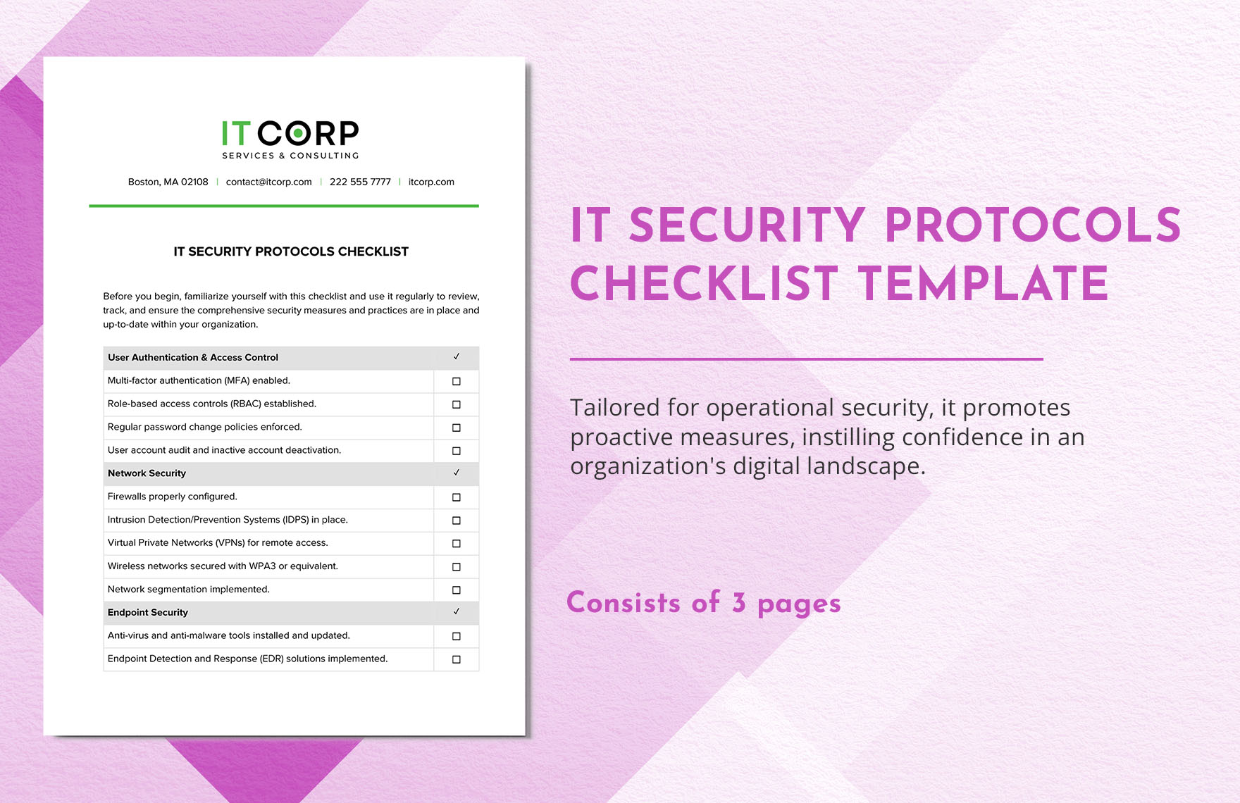 IT Security Protocols Checklist Template in Word, Google Docs, PDF