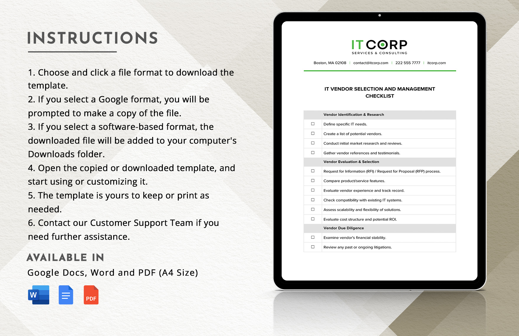 IT Vendor Selection & Management Checklist Template