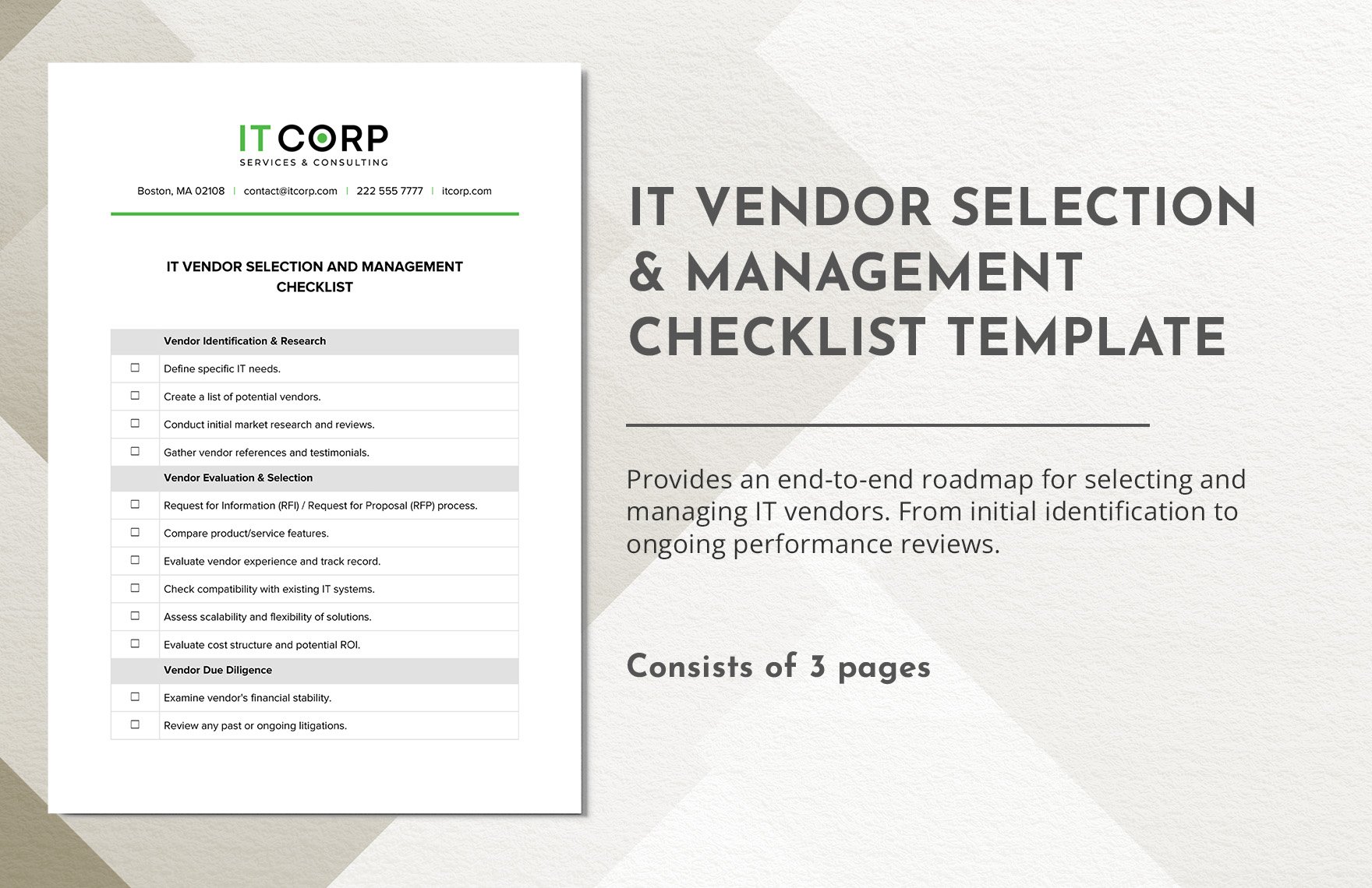 IT Vendor Selection & Management Checklist Template