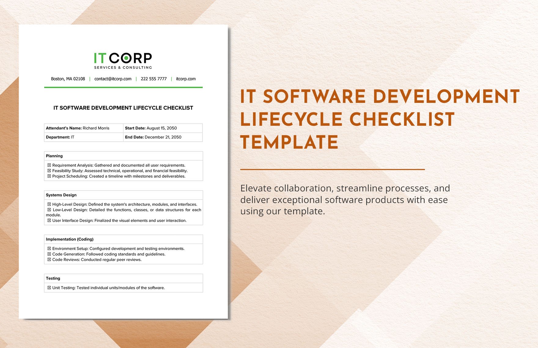 IT Software Development Lifecycle Checklist Template in Word, Google Docs, PDF