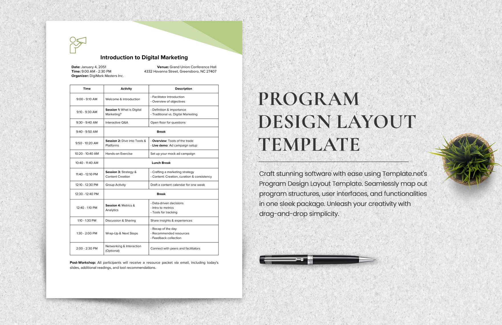 Free Program Design Layout Template