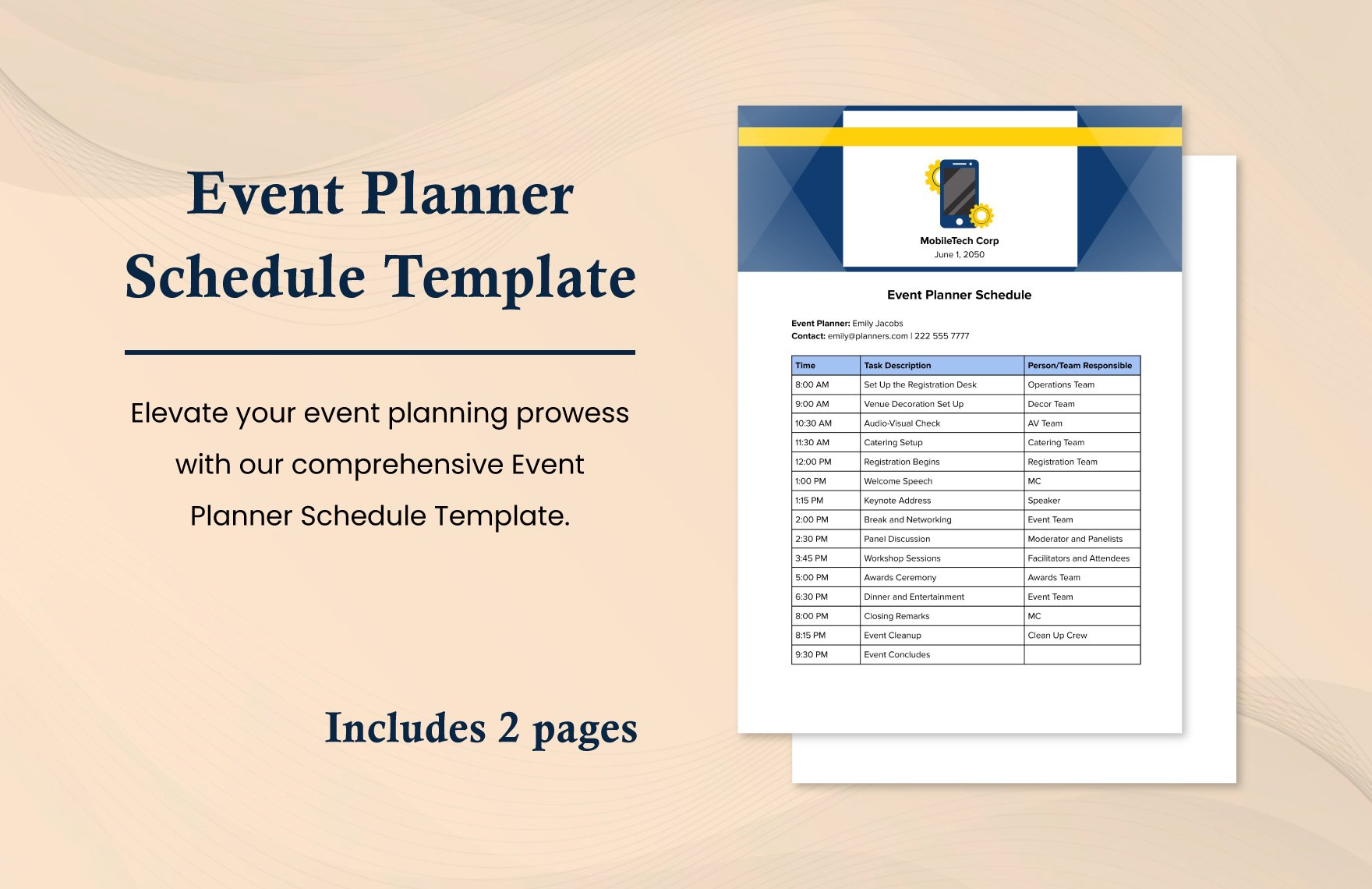 Event Planner Schedule Template