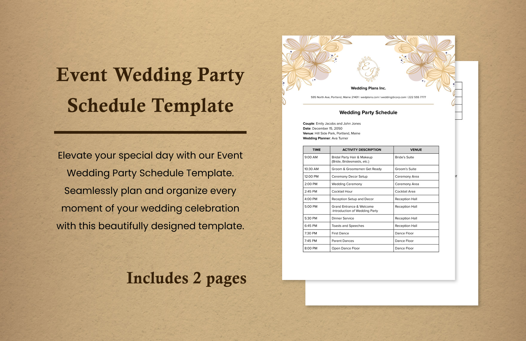 Free Wedding Schedule Templates Editable And Printable