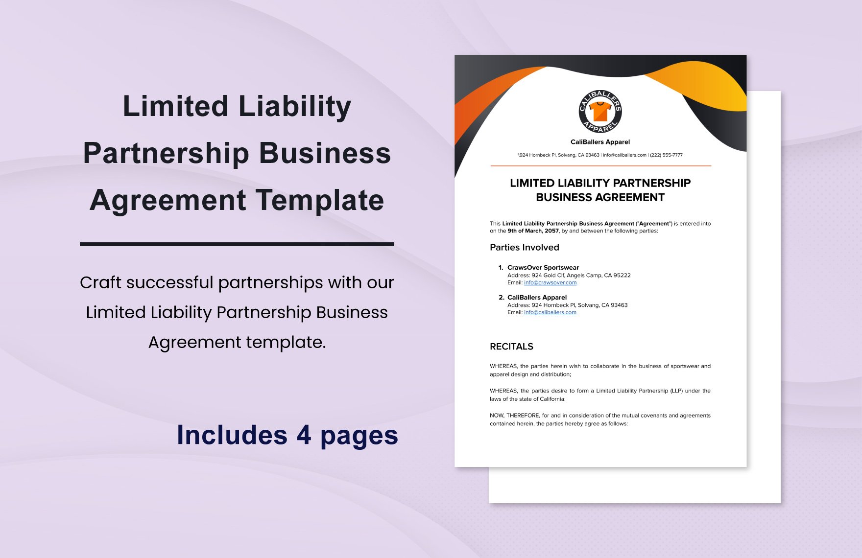 Limited Liability Partnership Business Agreement Template