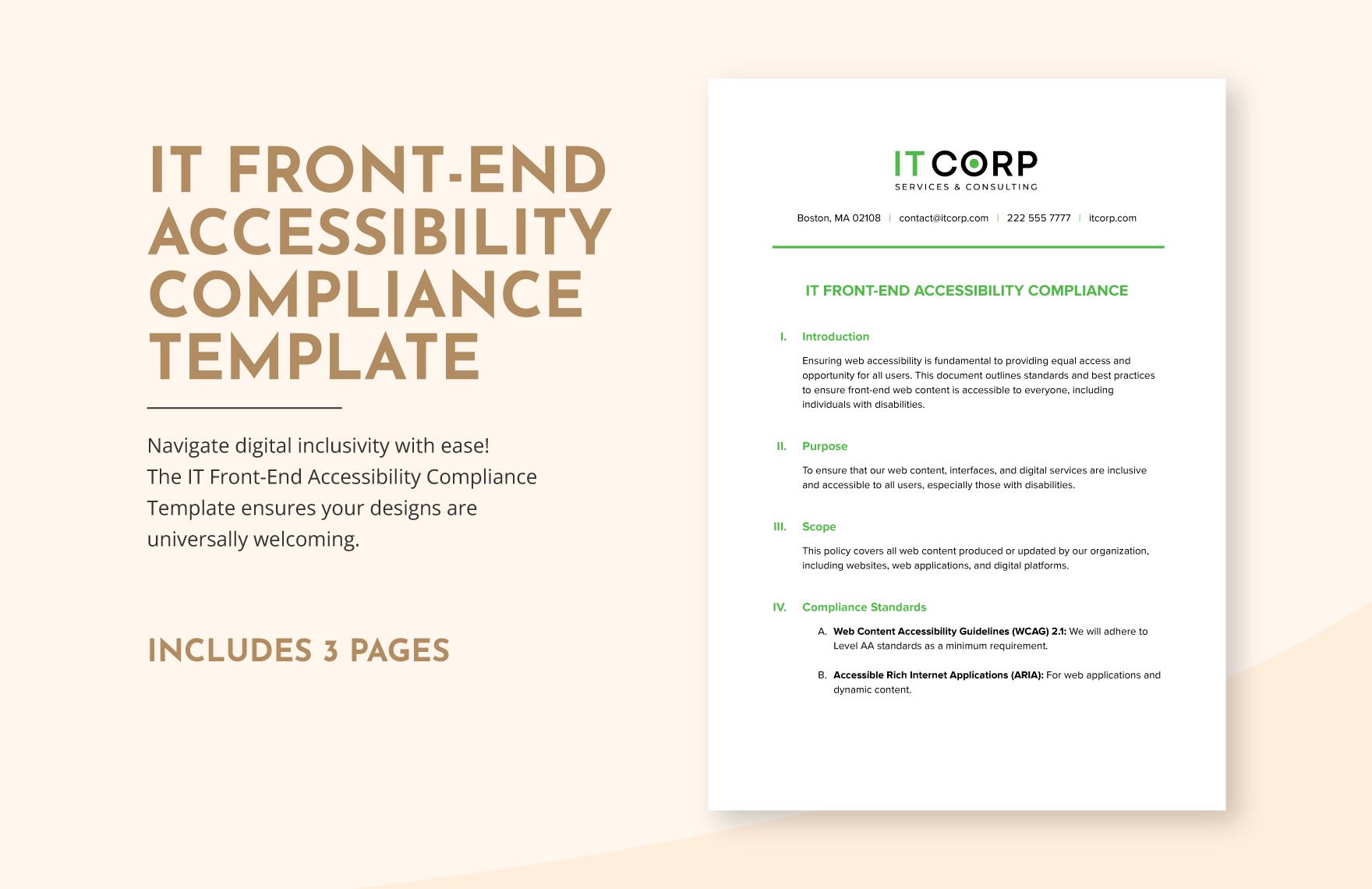 IT Front-End Accessibility Compliance Template in Word, Google Docs, PDF