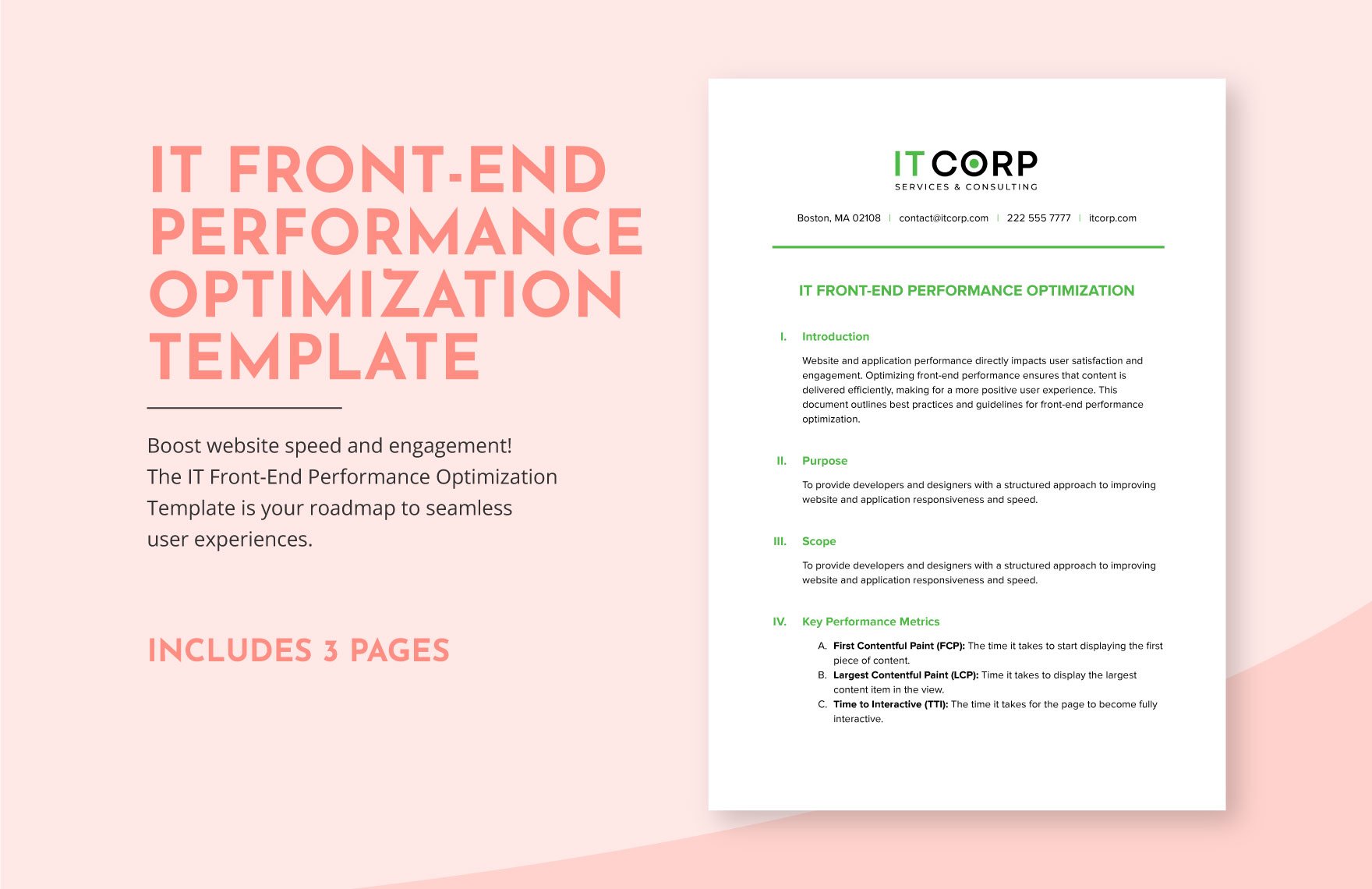 IT Front-End Performance Optimization Template in Word, Google Docs, PDF