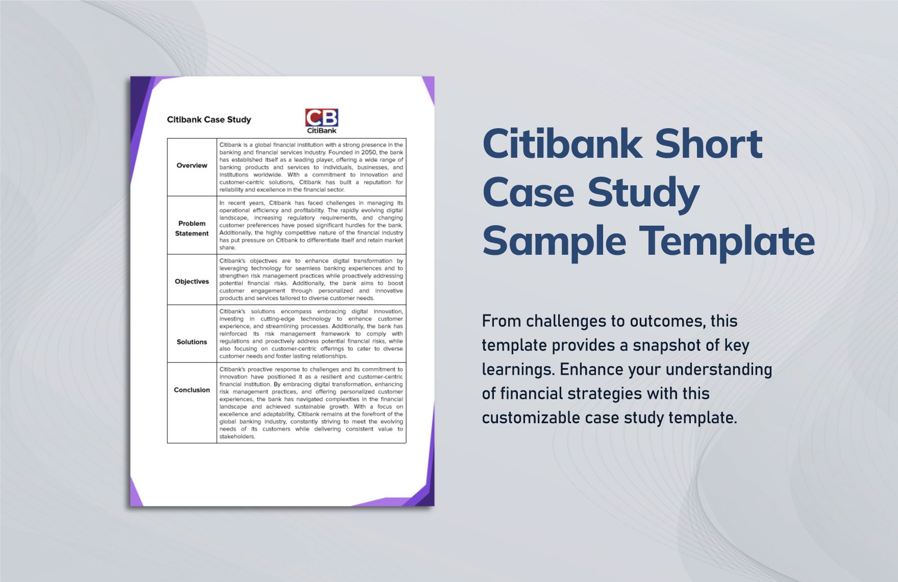 Citibank Short Case Study Sample Template