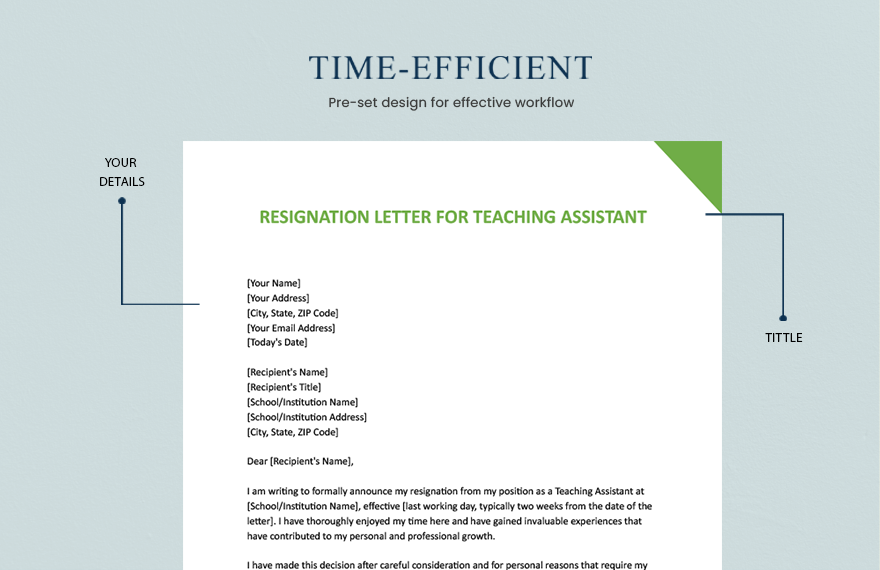Resignation Letter For Teaching Assistant