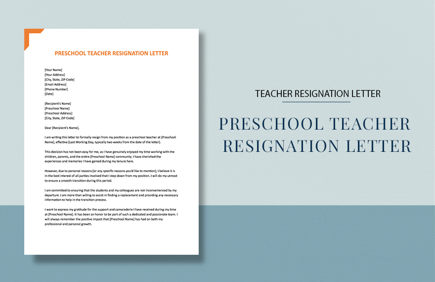 Preschool Teacher Resignation Letter