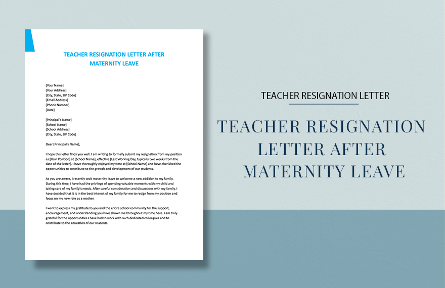 Teacher Resignation Letter After Maternity Leave