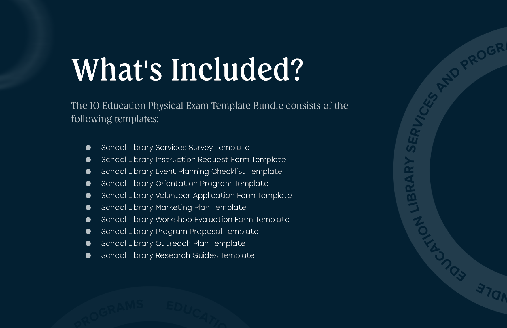  Education Library Services and Programs Template Bundle