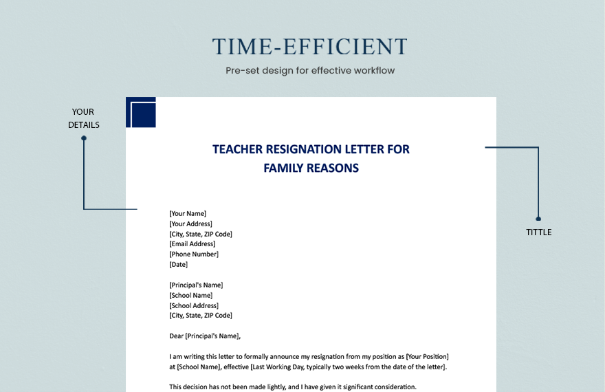 Teacher Resignation Letter For Family Reasons