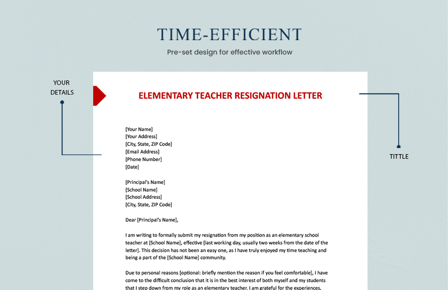 Elementary Teacher Resignation Letter
