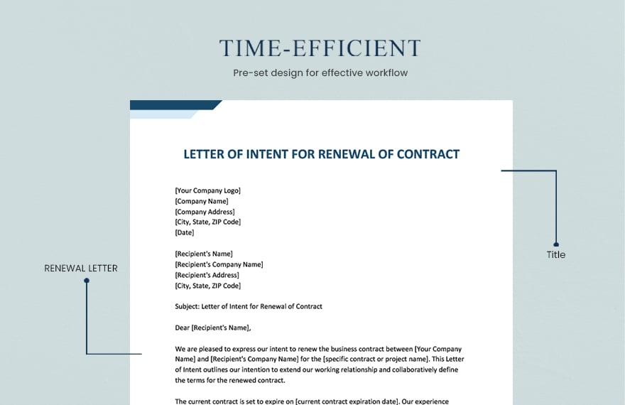 Letter Of Intent For Renewal Of Contract