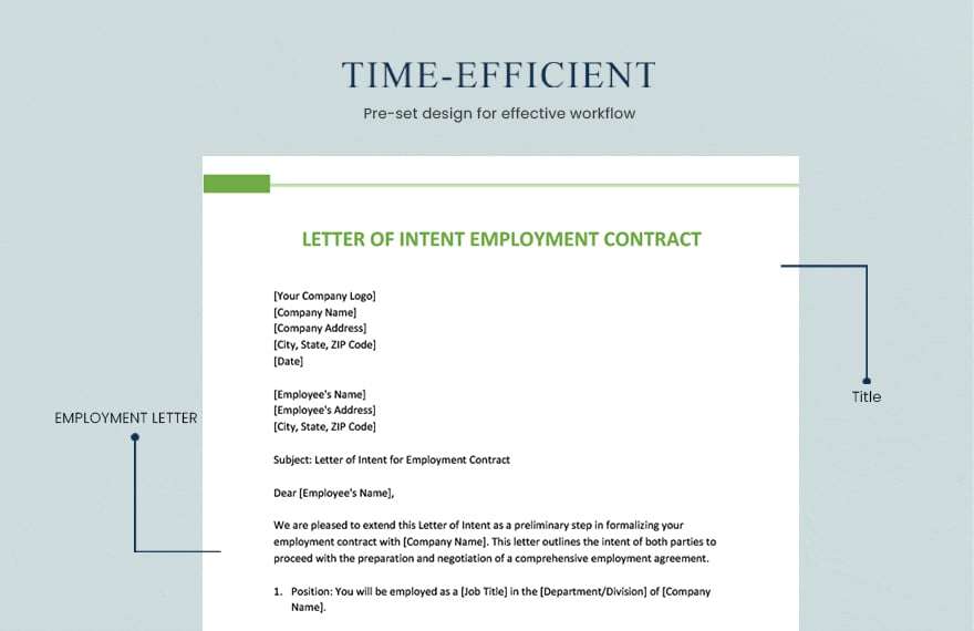 Letter Of Intent Employment Contract