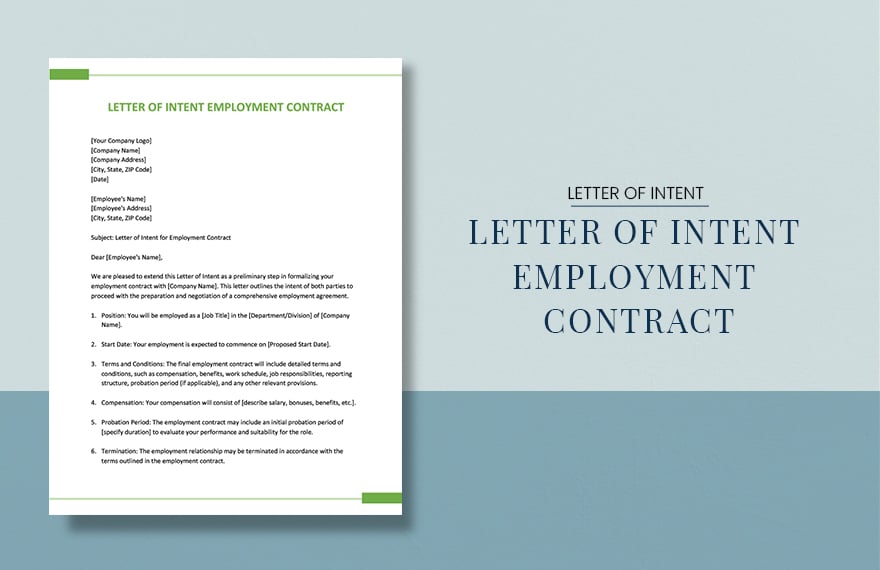 Free Letter Of Intent Employment Contract