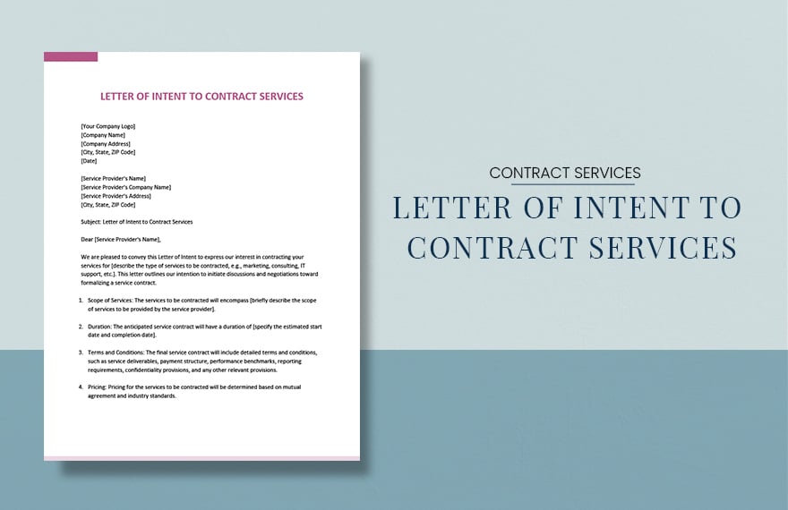 Letter Of Intent To Contract Services