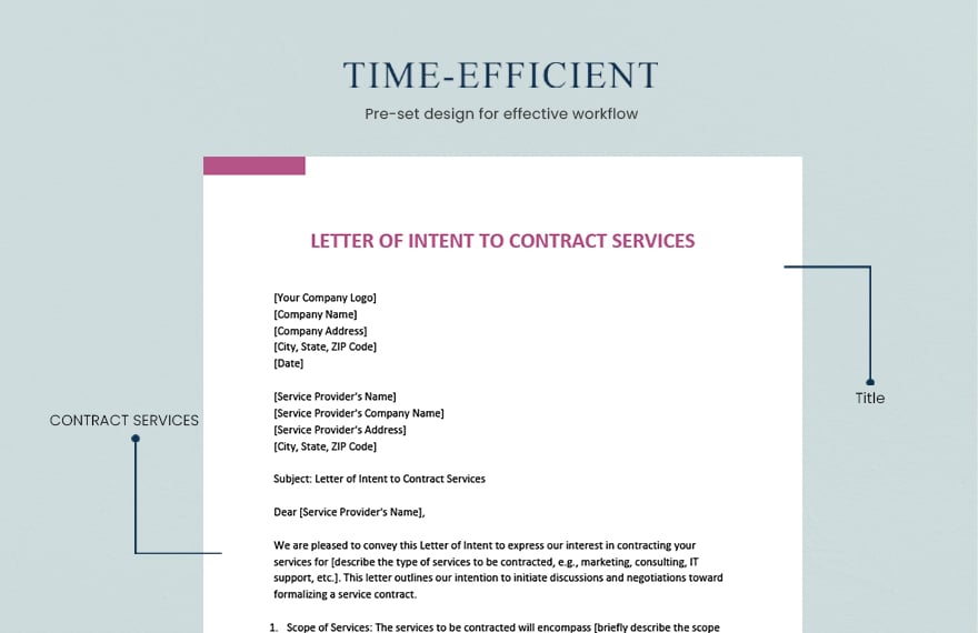 Letter Of Intent To Contract Services