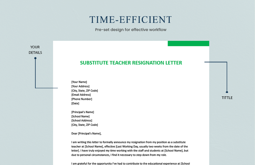 Substitute Teacher Resignation Letter
