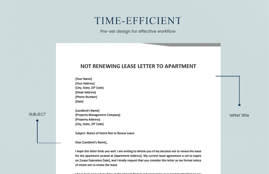 Not Renewing Lease Letter To Apartment