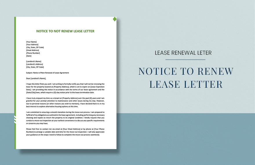 Notice To Not Renew Lease Letter