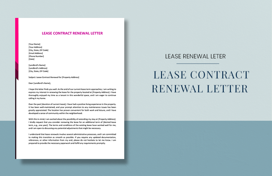 Lease Contract Renewal Letter