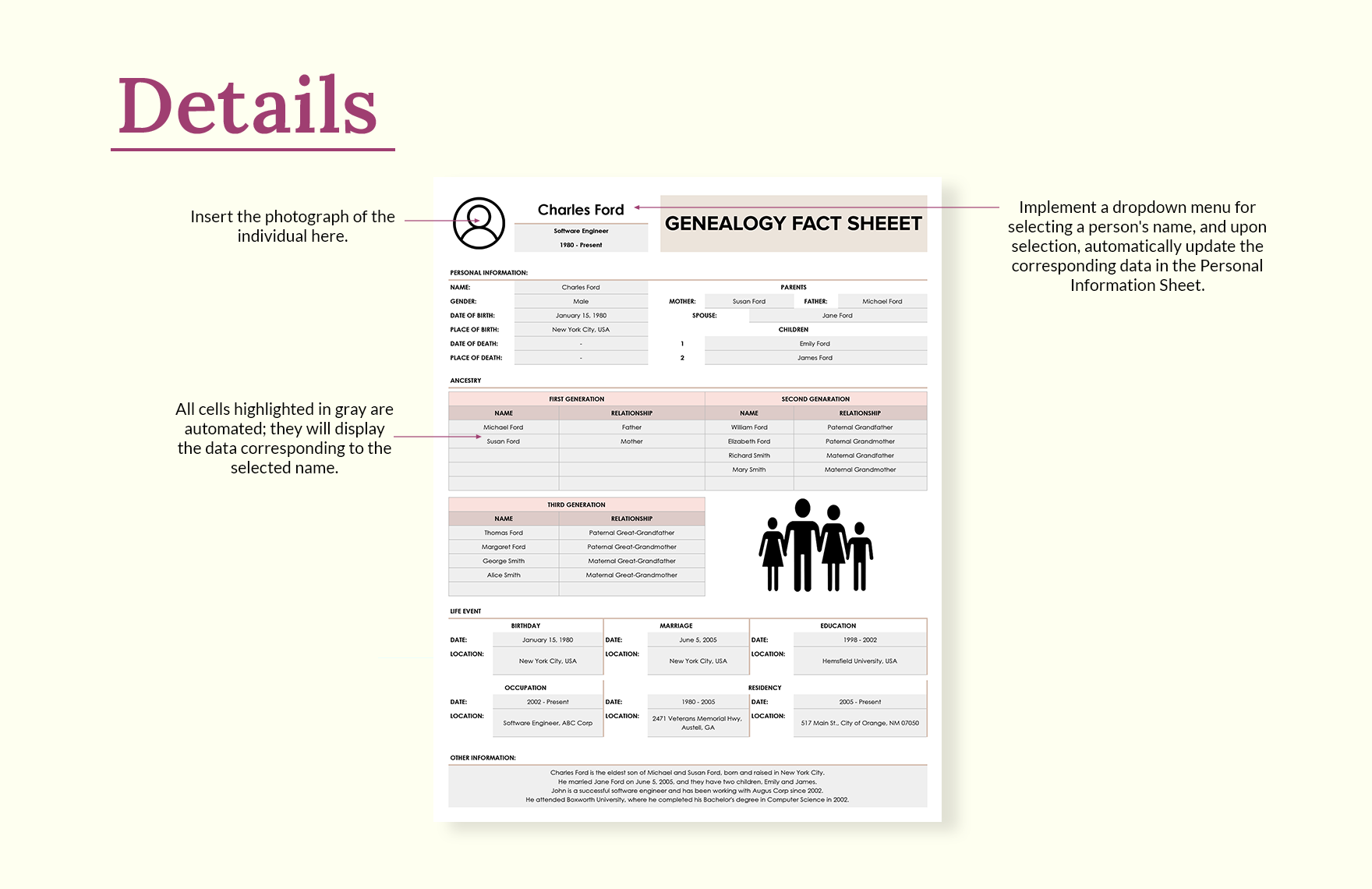 Genealogy Fact Sheet Template