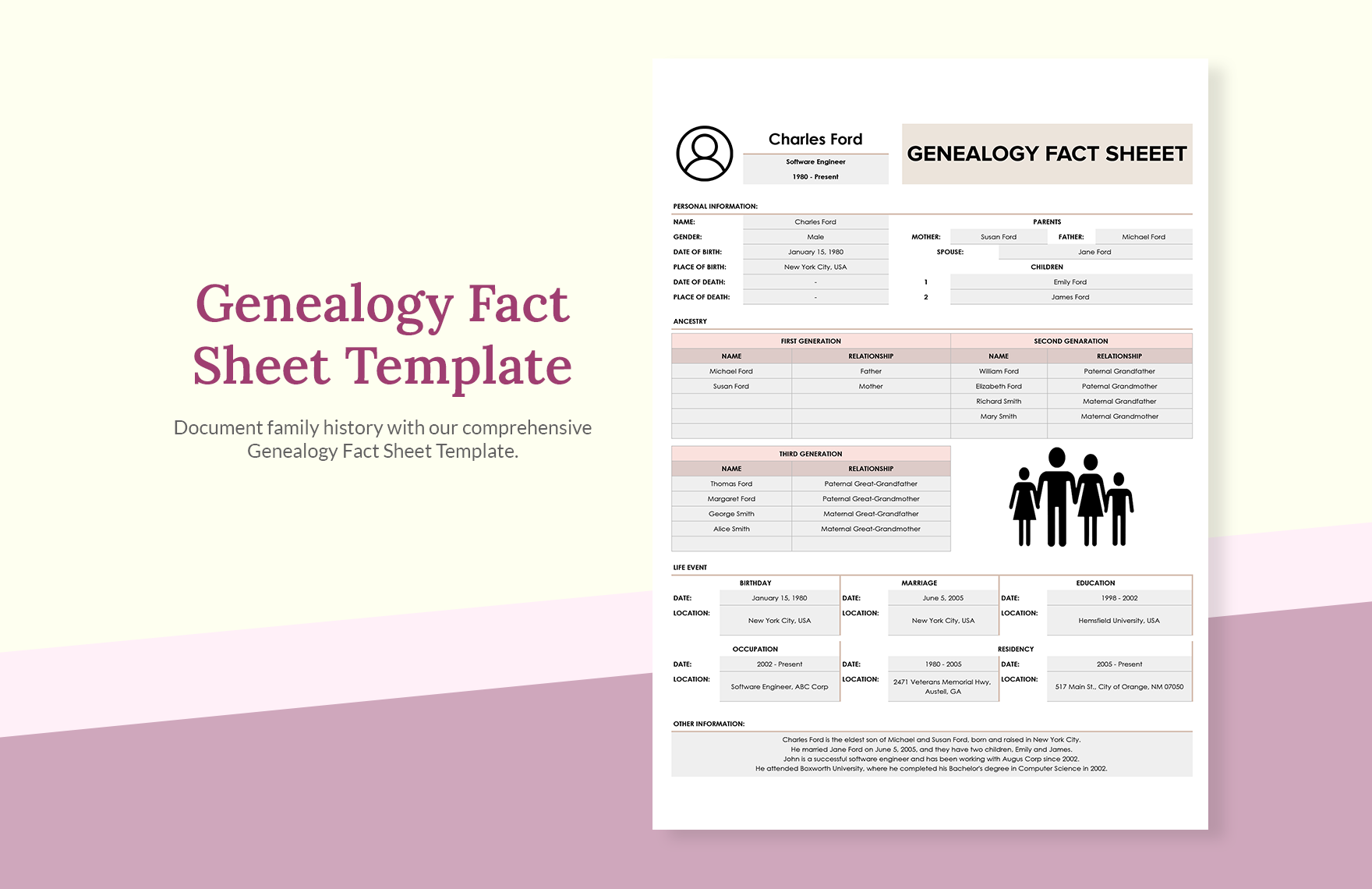 Genealogy Fact Sheet Template