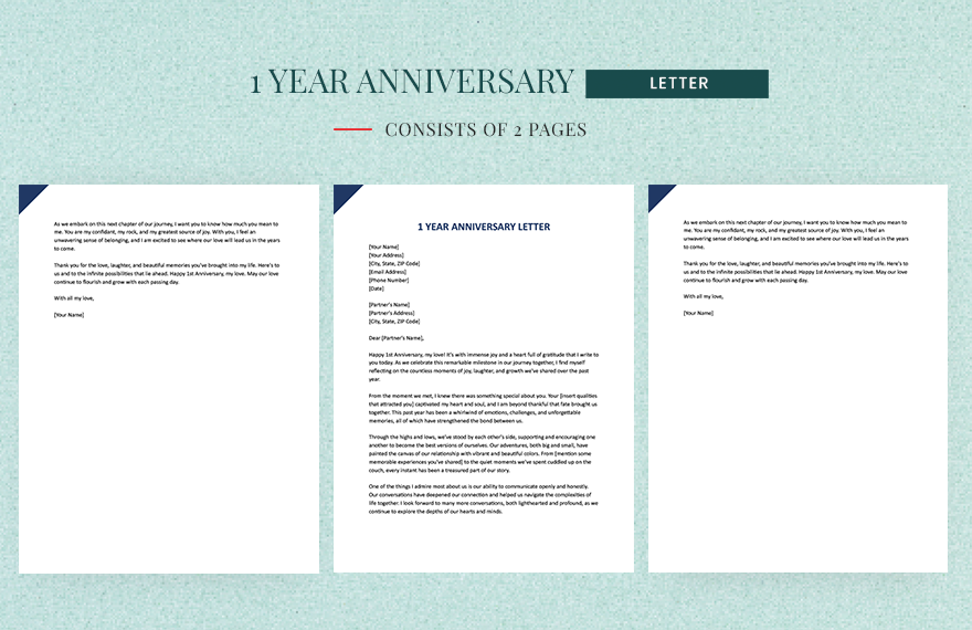 1 Year Anniversary Letter in Word, Google Docs, Pages - Download | Template.net