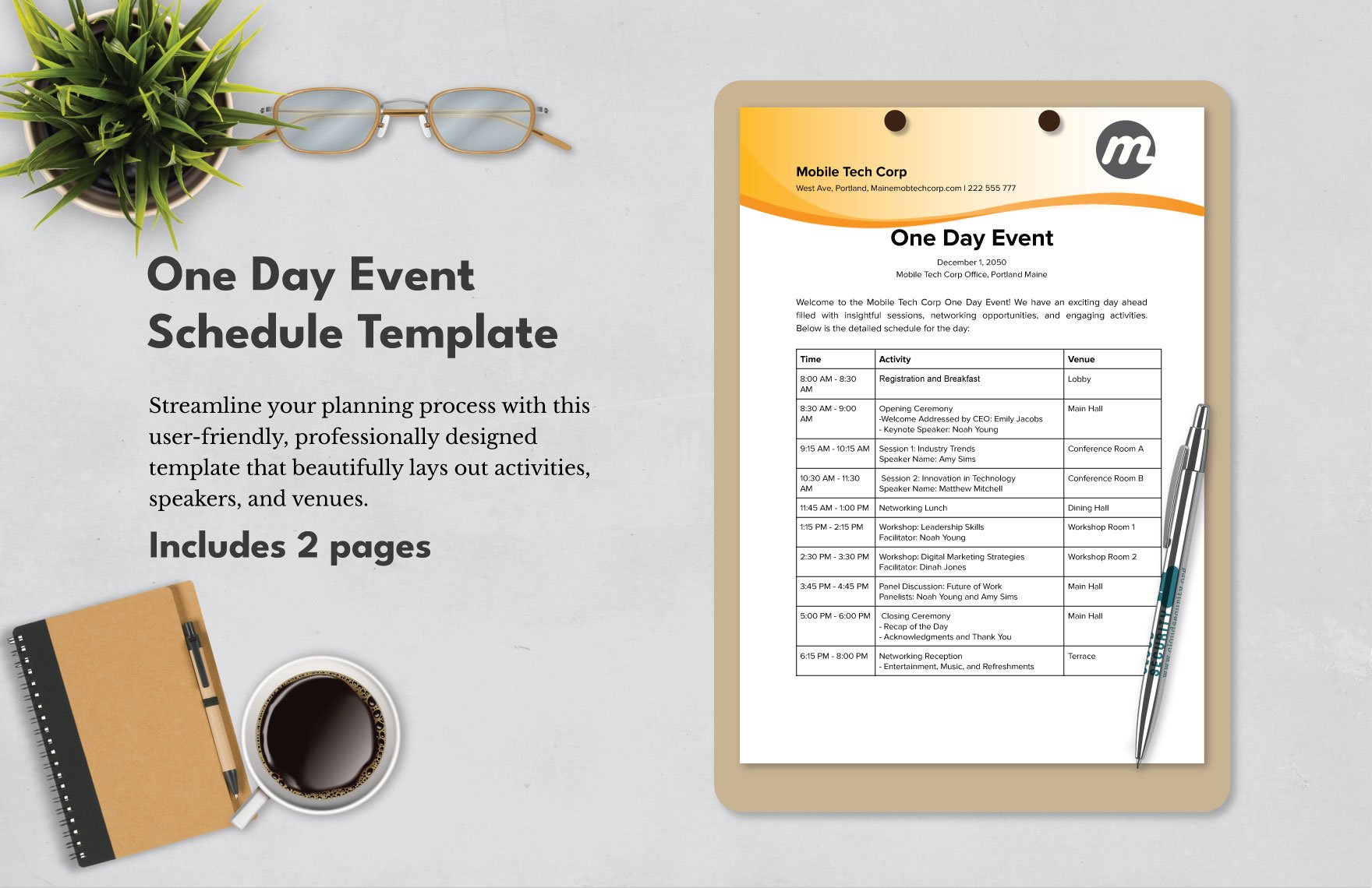 One Day Event Schedule Template