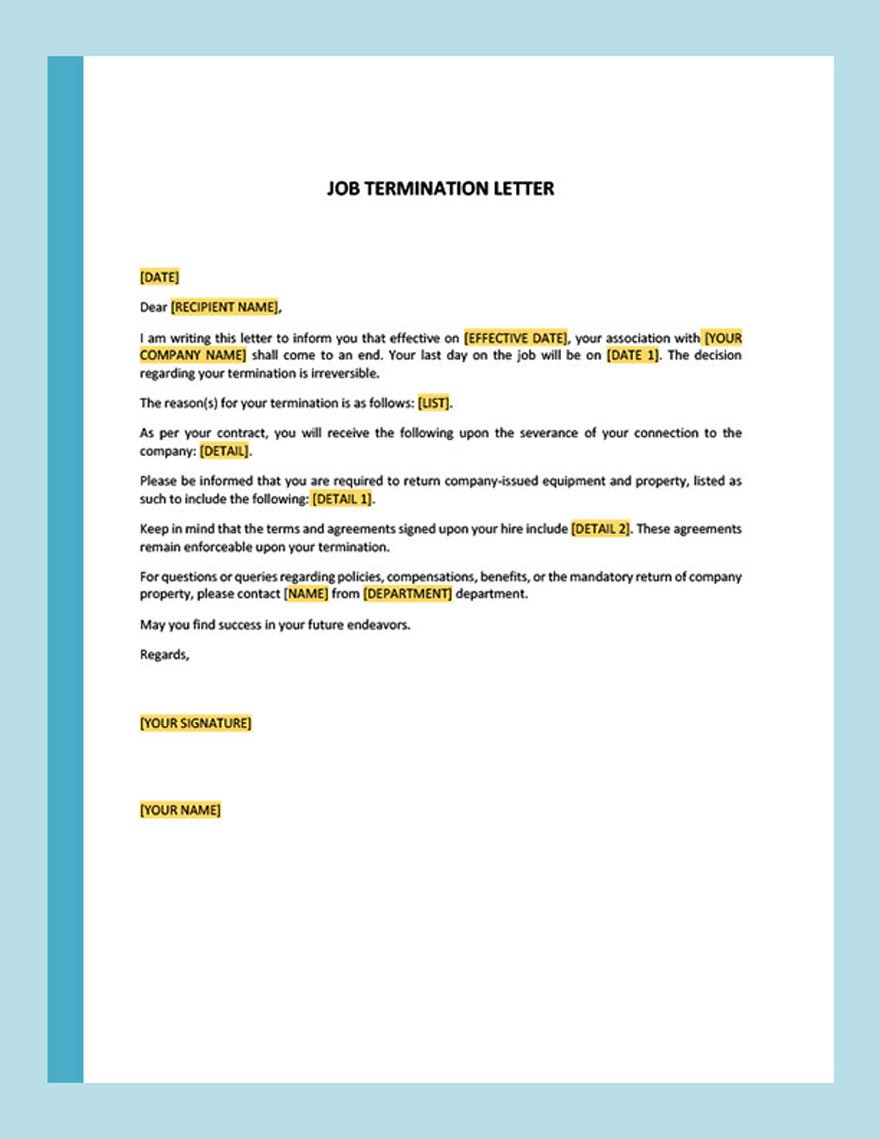 Job Termination Letter Template