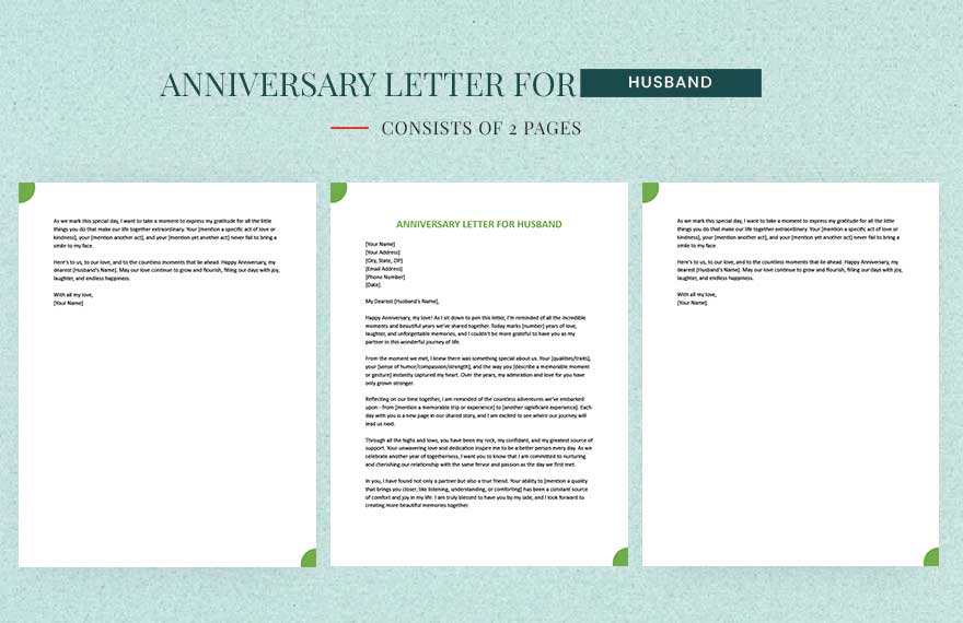 Anniversary Letter For Husband in Word, Google Docs, Pages - Download ...