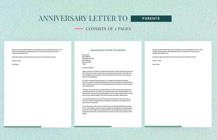 Anniversary Letter To Parents in Word, Google Docs, Apple Pages