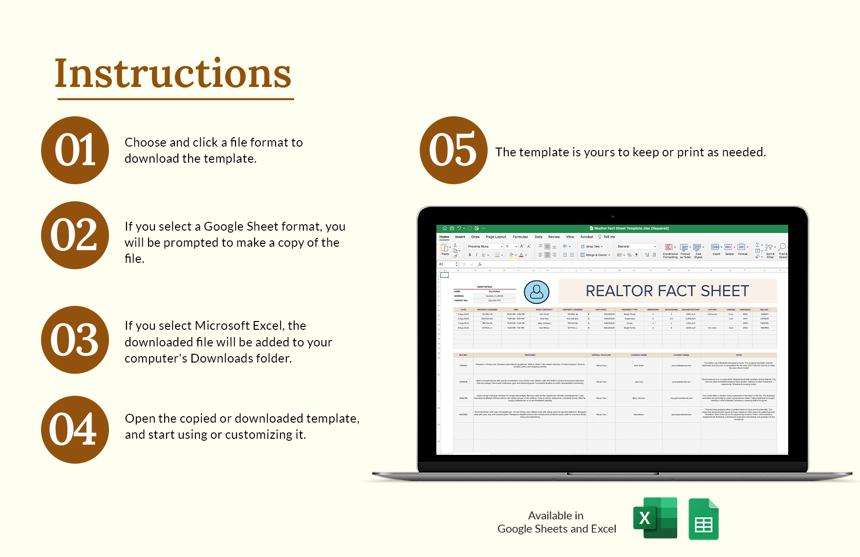 Realtor Fact Sheet Template